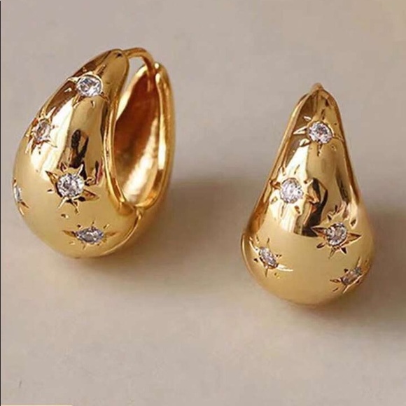 Zara Jewelry - Zara 18k Gold Plated Starburst Hoop Earrings